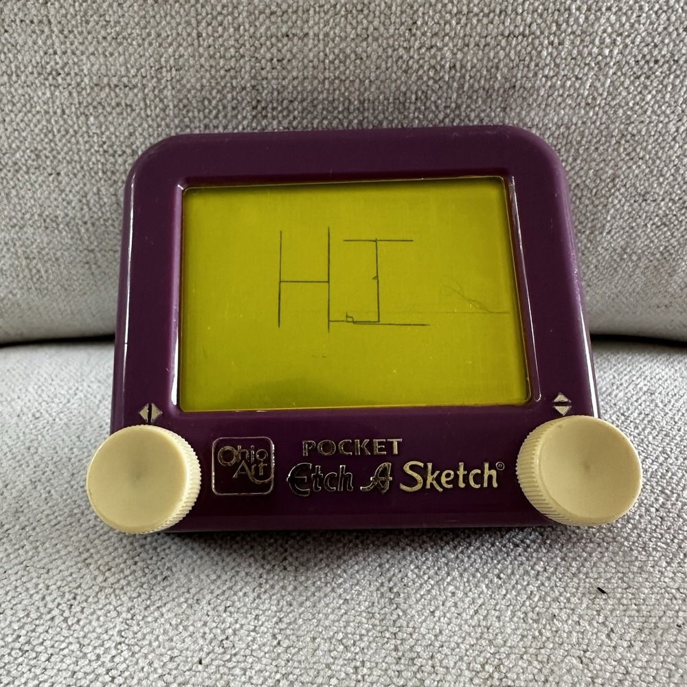 Ohio Art Pocket Etch A Sketch Unisex OS Purple Yellow Vintage 90s Travel Toy